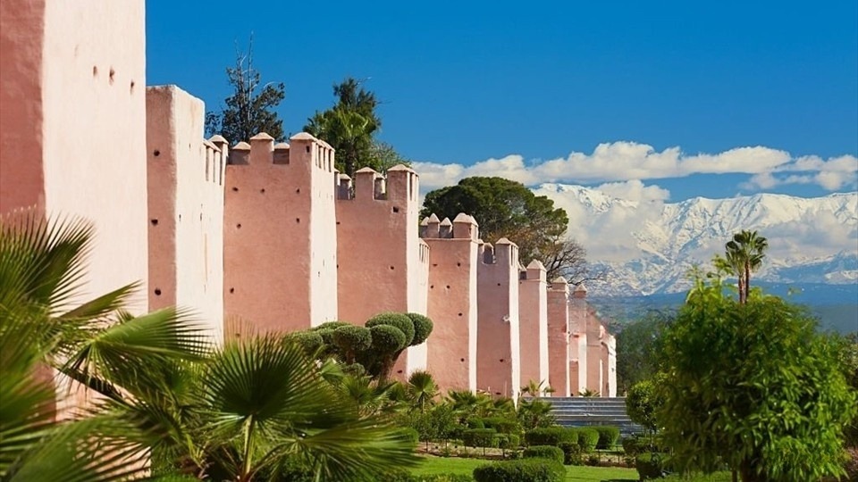 City Walls and Atlas Mountains, Marrakesh, Morocco