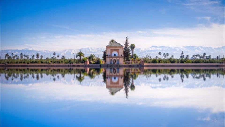 Saadian Pavilion, Menara and Atlas Gardens in Marrakech, Morocco