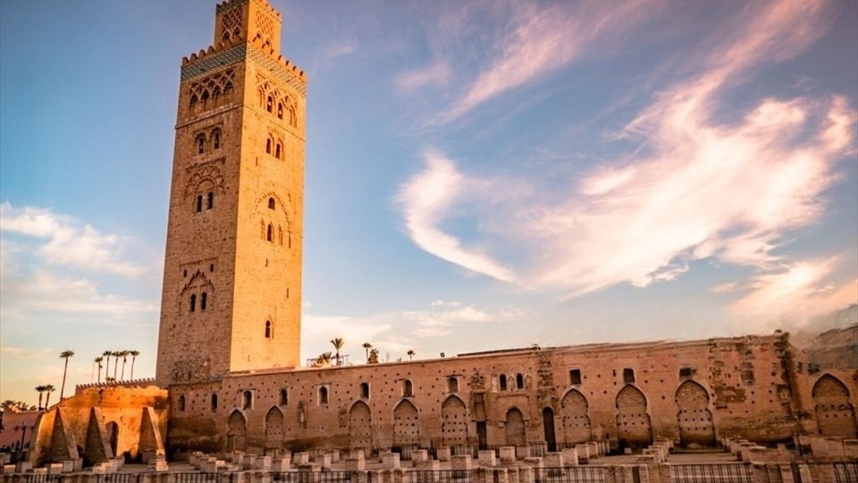 View of the Koutoubia Minaret Mosque in Marrakesh Morocco